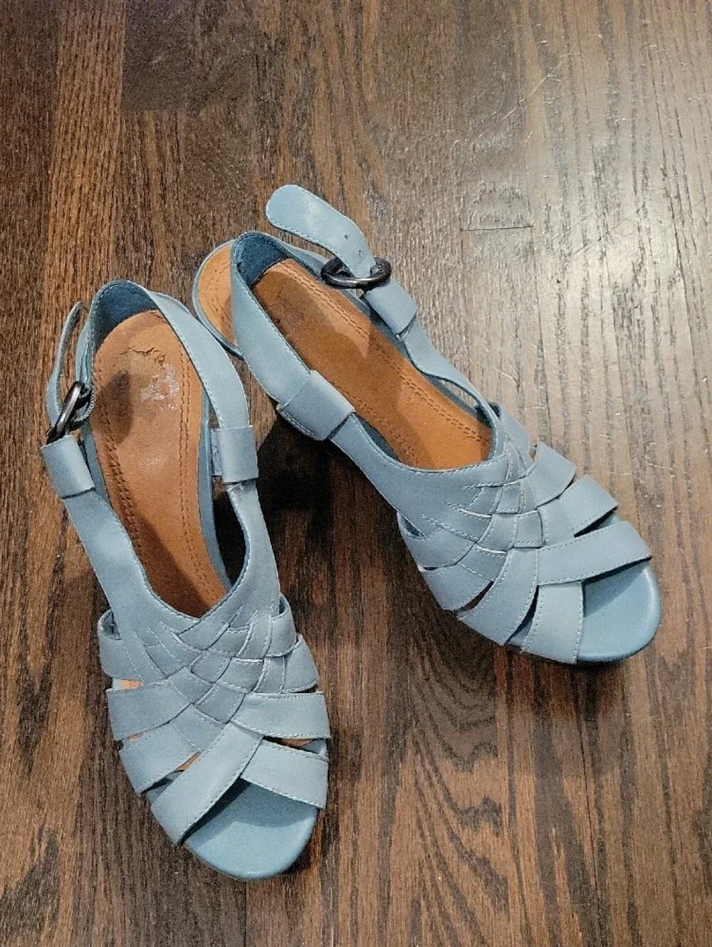 Light Blue GIANNI BINI Wedge Sandals - Women's Strappy Slingback Wedges